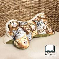 Leseknochen für Katzenliebhaber Lesekissen Nackenkissen mit Kuschelseite Kissen mit Katzen Bild 1
