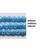 10 Perlen, geschliffen, facettiert,  Glasperlen,  Schmuckperlen, 8x6mm, hellblau Bild 1