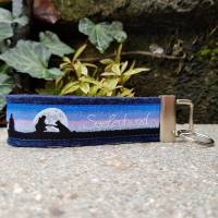 Schlüsselband Schlüsselanhänger Wollfilz dunkelblau Webband Hunde Seelenhund blau schwarz rosa Geschenk! Bild 1