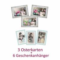 Ostern, Osterdeko, Postkarten / Osterkarten und 6 Geschenkanhänger mit Kindermotiven, im Vintage Stil als Set No 2 Bild 1