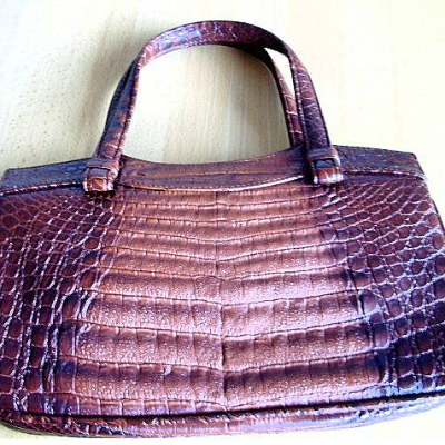 Vintage Handtasche Lady Kroko in braun aus den 70er Jahren