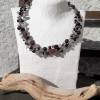 Halskette, Perlenkette gehäkelt aus Edelstahldraht mit Lava-, Holz- und Glasperlen Bild 5