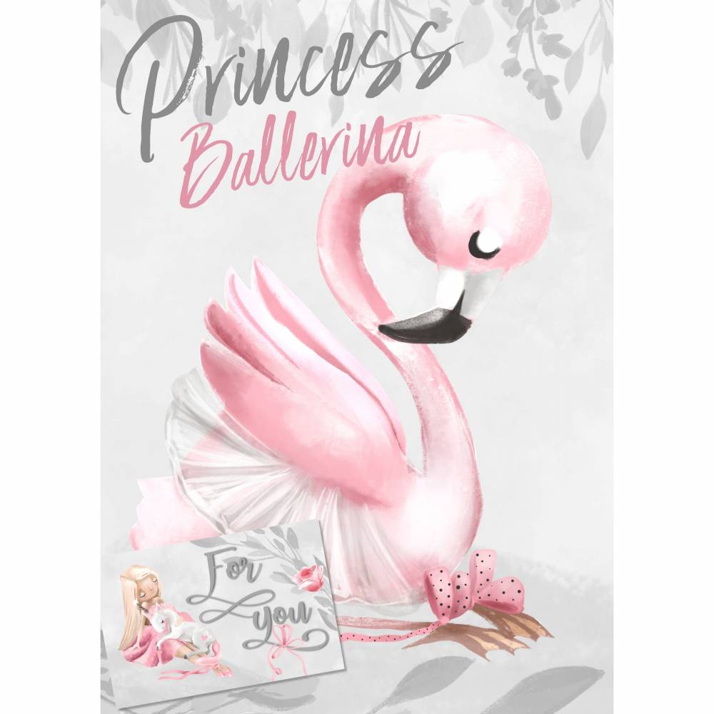 Prinzessin Ballerina Poster Einhorn Tiere Set Kinderzimmer (A3)