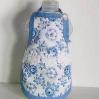 Spülischürze, Rosen-Schürze Spülmittelflasche, Spüliflasche-Schürze, Spülmitteflaschen-Schürze, blaue Rosen Bild 3