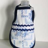 Spülischürze, Rosen-Schürze Spülmittelflasche, Spüliflasche-Schürze, Spülmitteflaschen-Schürze, blaue Rosen Bild 6