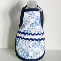 Spülischürze, Rosen-Schürze Spülmittelflasche, Spüliflasche-Schürze, Spülmitteflaschen-Schürze, blaue Rosen Bild 9