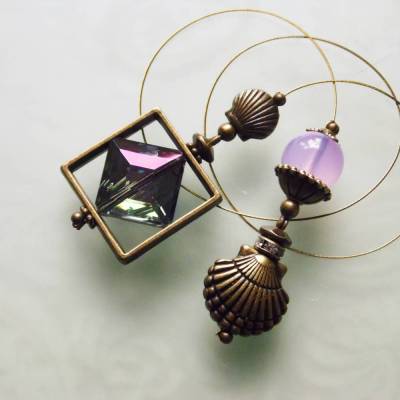 Lesezeichen Rhombus Violett mit Jakobsmuschel 