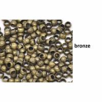 100 Quetschperlen, Rund, für Schmuckdraht - Juwelierdraht,  bronzefarben, 2mm Bild 1