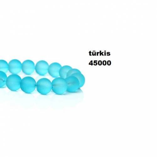 85 Perlen, Glasperlen,  Schmuckperlen, geeist, gefrostet, matt, 11mm, rund, türkis