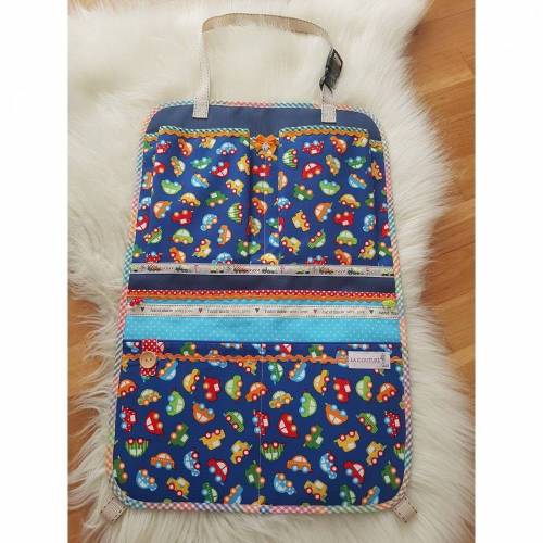 Autoutensilo Organizer Aufbewahrung mit praktischen Fächern Jungen Baby Kinder  aus Baumwolle / Wachstuch / Canvas Autos