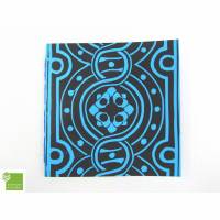 Notizheft, Linoldruck, hell-blau, schwarz, 15 x 15 cm, Recyclingpapier Bild 1