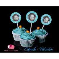 24 Cupcake Deko Aufkleber | Little Prince - Sternchen blau - personalisierbar mti eigenem Foto Bild 1