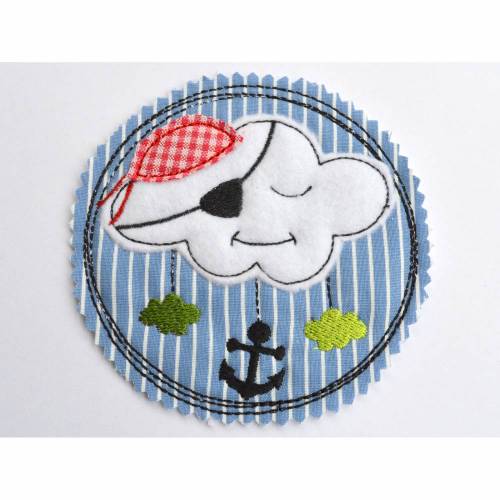 Stickdatei Wolke Pirat Button verschiedene Größen
