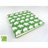 Fotoalbum, groß, apfel-grün, Elefanten, 30 x 30 cm Bild 1