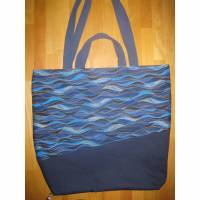 Stofftasche  Blau/Türkis aus Baumwolle mit vier Henkeln Bild 1