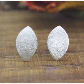 Ohrstecker Silber 925/-, Navette eismatt