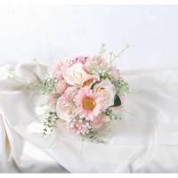 Brautstrauß künstlich, zart rosa, Hochzeitsaccessoires, Braut Strauss, Brautbouquet Bild 1