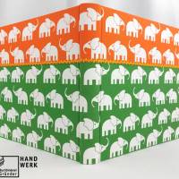 Fotoalbum, groß, grün, orange, weiße Elefanten, 30 x 30 cm Bild 3