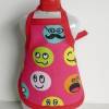 Spülischürze, rot mit bunten Smiles, Schürze für Spülmittelflasche, Spüliflasche-Schürze, Spülmitteflaschen-Schürze, Spülischürze mit Smilie Bild 2