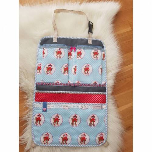 Autoutensilo Organizer Aufbewahrung mit praktischen Fächern Mädchen Baby Kinder  aus Baumwolle / Wachstuch / Canvas Rotkäppchen