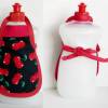 Spülischürze rote Kirschen, Schürze für Spülmittelflasche, Spüliflasche-Schürze, Spülmitteflaschen-Schürze, Spülischürze mit Kirschen, Bild 2