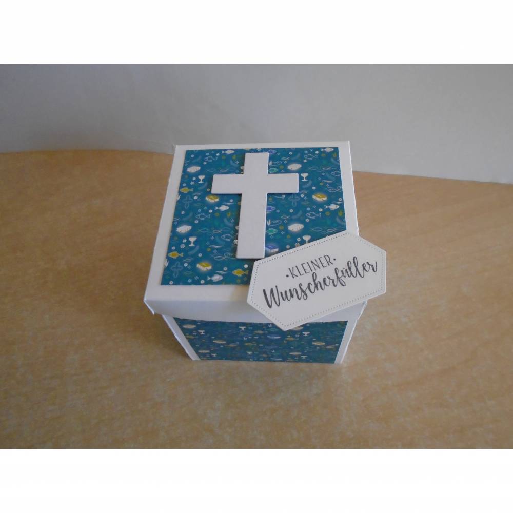 Geschenk, Geschenkverpackung für Junge oder Mädchen Explosionsbox zur Konfirmation Kommunion oder Taufe individuell und handgefertigt 