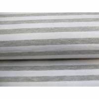 Jersey Baumwolljersey Melange Streifen ca.1cm  grau-wollweiß Oeko-Tex Standard 100(1m/13,-€) Bild 1