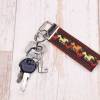 braunes Schlüsselband mit galoppierenden Pferde, 30 mm breit aus robustem Gurtband Bild 2