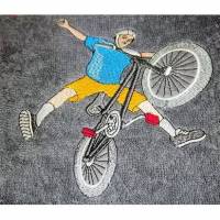 Handtuch Motiv " Crazy Radfahrer " und Namen Bild 1