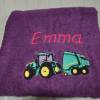 Handtuch mit Traktor und Namen bestickt Bild 3