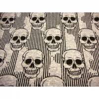 French Terry Sweat Skulls schwarze Totenköpfe auf graumeliert 1,50m Breite Helloween Jungs Männer Stoffe Bild 1