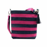 Umhängetasche "Romy"   eine modische Handtasche im Upcycling aus pink und Jeans Bild 1