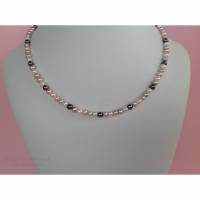 Perlenkette in Pastellfarben, extra lang: 47 cm, Zuchtperlencollier, Home Office, Geschenk für Frauen, H Bild 1