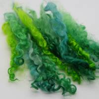 20 Gramm gefärbte Wensleydale Locken "Variation in Grün", Puppenhaar, Spinnen, Weben, Filzen und Basteln Bild 2