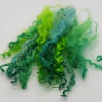 20 Gramm gefärbte Wensleydale Locken "Variation in Grün", Puppenhaar, Spinnen, Weben, Filzen und Basteln Bild 3