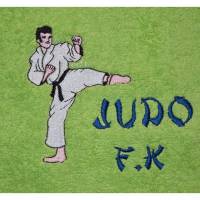 Handtuch Duschtuch Judo Kampfsport Motiv und Namen bestickt Bild 1
