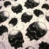 Baumwoll Jersey Druck Skulls schwarze Totenköpfe Schädel mit Sternen auf weiß Meterware nähen Mützen Geschenke Shirt Bild 2