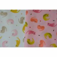 Baumwollstoff mit Katzen rosa und weiß 50 cm x 150 cm Webware Bild 1