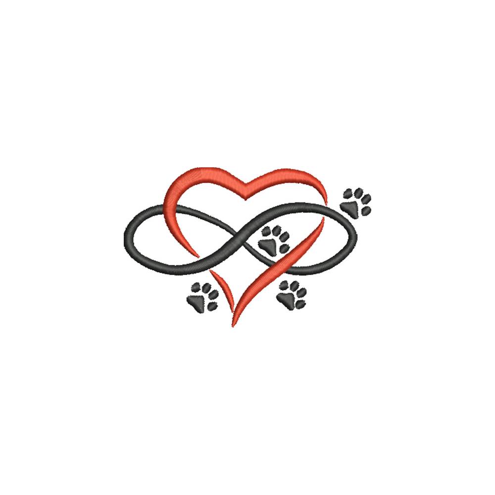 Stickdatei Pfoten Herz Katzen Hunde Maschinenstickerei