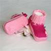 handgestrickte Babyschuhe, Babystiefel, Krabbelschuhe, Babybooties in rosa / pink Bild 3