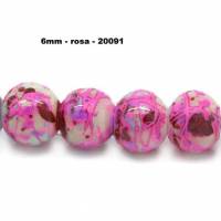 30 bunte Perlen,  Glasperlen,  Schmuckperlen, 6mm,marmoriert, rosa Bild 1