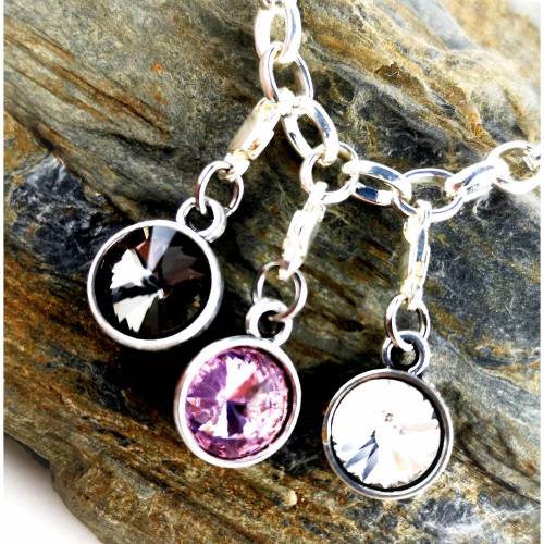 Anhänger, Charm, geschliffenes Glas, Glitzercharm, Bettelarmband, grau, rosa, weiss