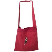 kleine Indianertasche, rote Stofftasche mit Außentasche, upcycling, Bild 1