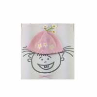 Babymütze rosa mit Häkelblümchen - 100 % Baumwolle Bild 1