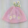 Babymütze rosa mit Häkelblümchen - 100 % Baumwolle Bild 2