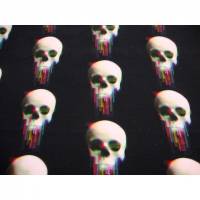 French Terry Sweat Skulls weißer Totenköpfe Schädel mit Farbverlauf auf schwarz Bild 1