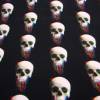 French Terry Sweat Skulls weißer Totenköpfe Schädel mit Farbverlauf auf schwarz Bild 3