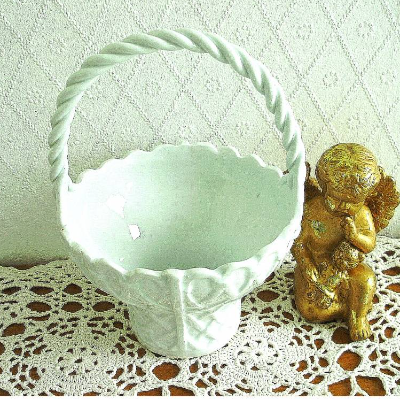Vintage Zauberhaftes Henkelkörbchen aus Keramik aus den 70er Jahren