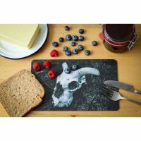 Frühstücksbrettchen Schaf Schädel Fotografie Brettchen aus Melamin, spülmaschinenfest, Schneidebrett 14 x 23 cm Bild 1
