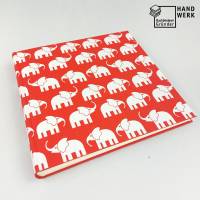 Fotoalbum, groß, hell-rot, Elefanten, 30 x 30 cm Bild 1